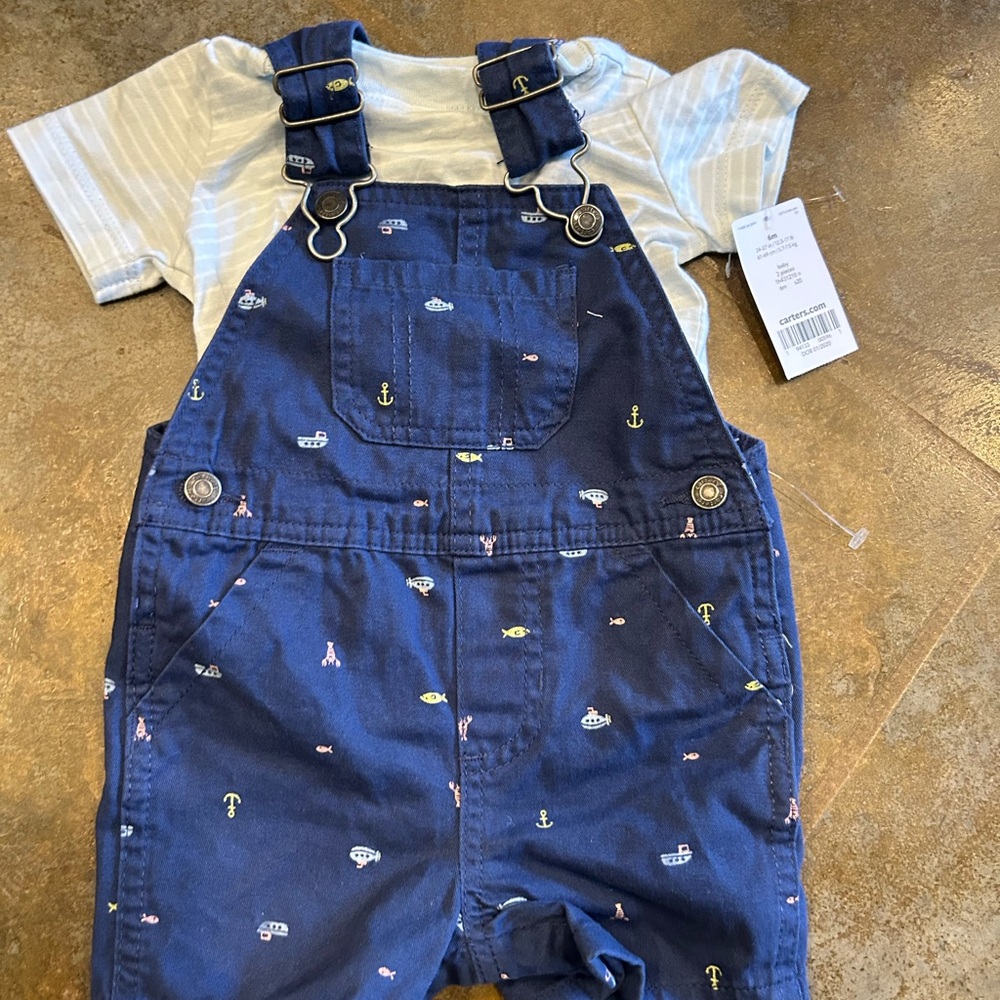 Carter's Navy Overalls with Nautical Accents